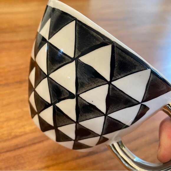 The Old Pottery Company Other - Old Pottery  Company Black & White Checkered Artsy Tea Cup Mug